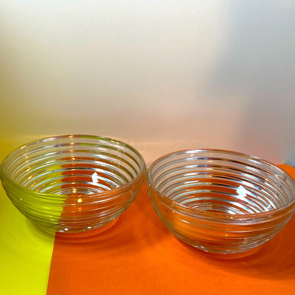 HTF Depression Glass Manhattan Clear Ribbed Anchor Hocking Pressed Pattern Bowls